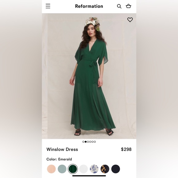 Reformation Winslow dress in Emerald (new) - Picture 7 of 7